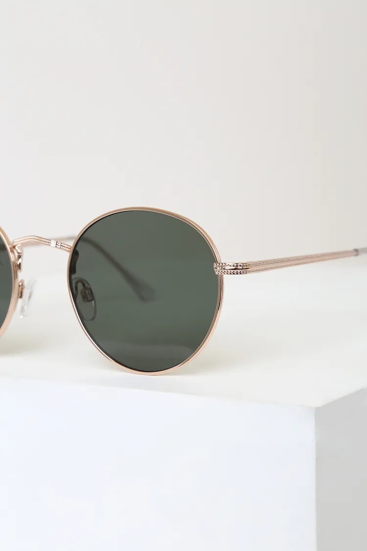 Agreed Gold Round Sunglasses | Lulus