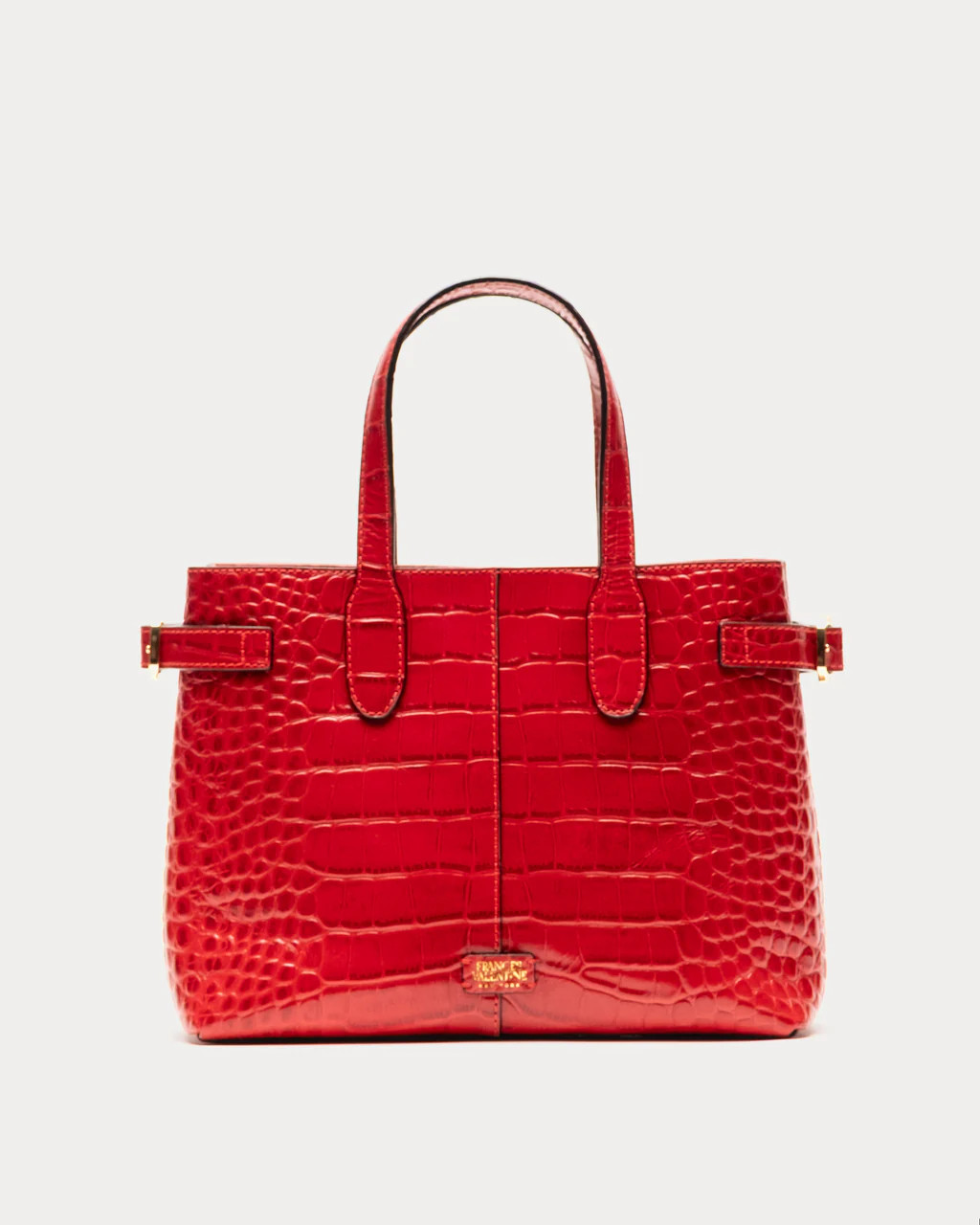Amalie Tote - Croc Emboss Red | Frances Valentine