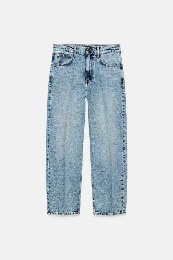 Z1975 MID-RISE BARREL JEANS WITH PRESSED CREASE | Zara US