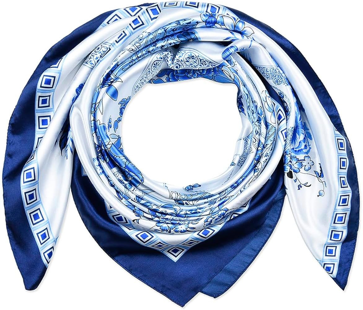 corciova 35x35 Large Square Satin Hair Scarf for Women \u2013 Silk-Feel Head Wrap, Night Protecti... | Amazon (US)