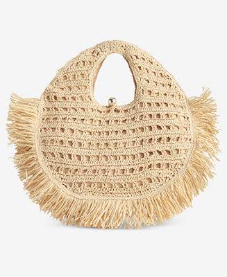 I.N.C. International Concepts Fringe Trim Straw Tote, Macy's Exclusive - Macy's | Macy's