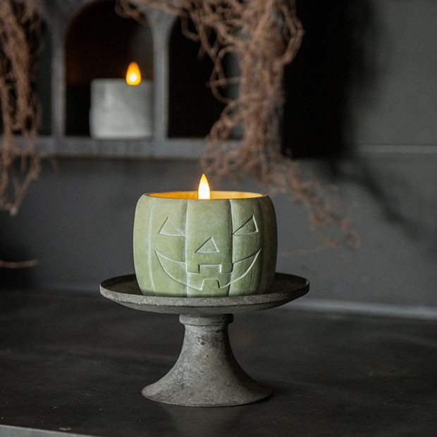 Green Jack O Lantern Flameless Candle | Antique Farm House