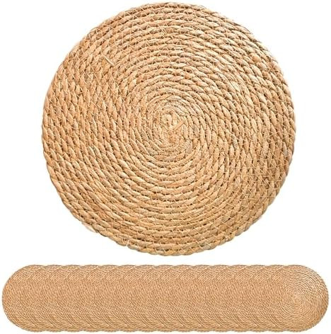 13 Inch Round Woven Plate Placemats Set of 15, Farmhouse Rustic Straw Braided Chargers Place Mats... | Amazon (US)