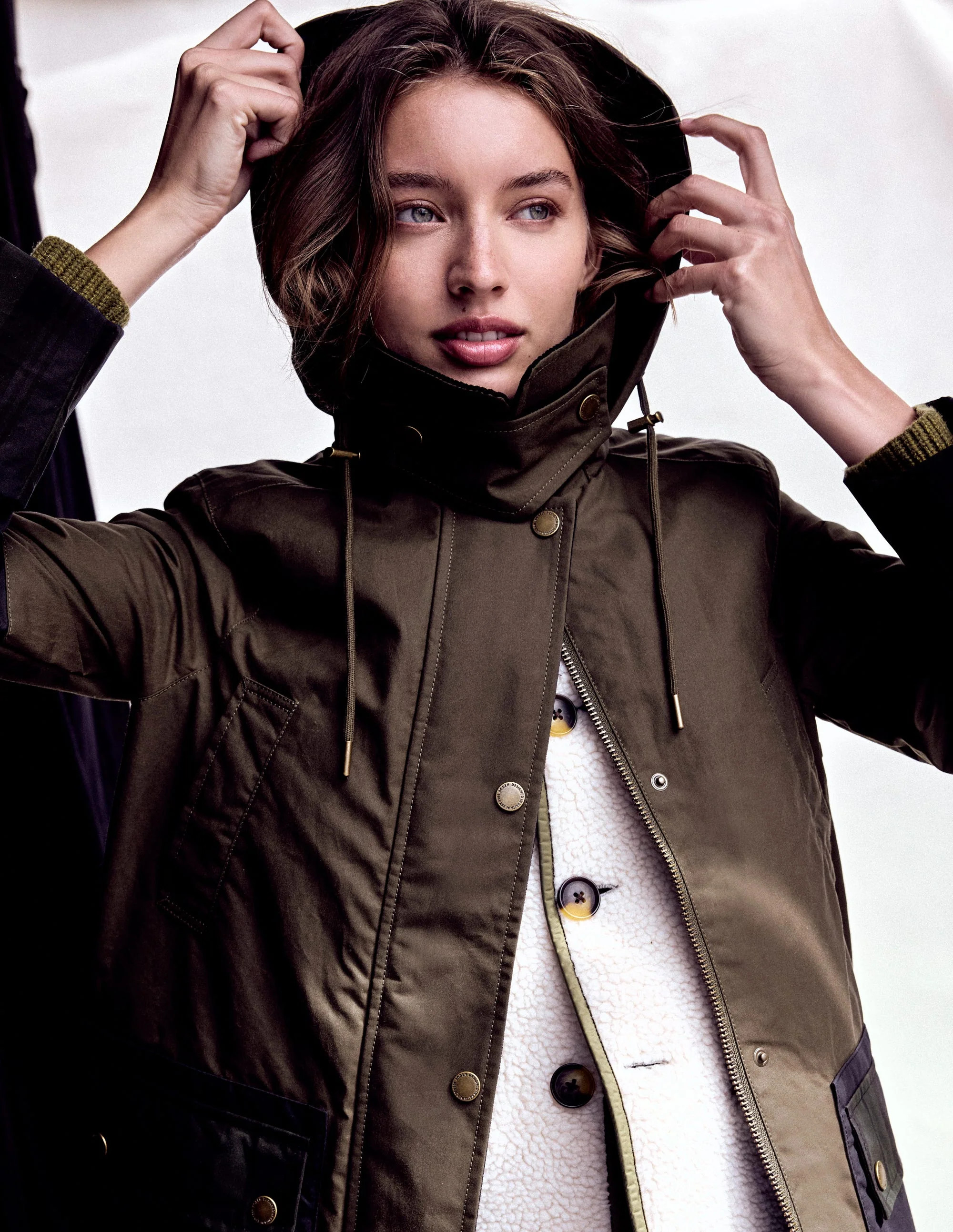 Langer gewachster Mantel-Marineblau Khaki Blockfarben | Boden DE