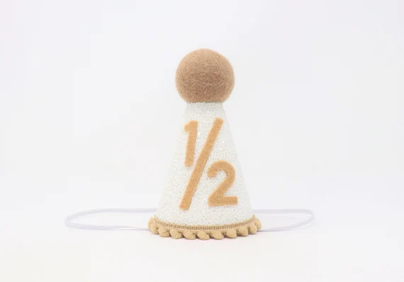 Half Birthday Hat | 1/2 Birthday Hat | Half Birthday | 1/2 Birthday Boy | White with Tan 1/2 Birt... | Etsy (US)