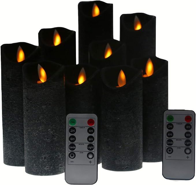 Kitch Aroma Black flameless Candles, Black Candles Battery Operated LED Pillar Candles with Movin... | Amazon (US)