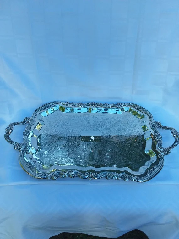Vintage Silver Footed Serving Tray Platter | Etsy (CAD)