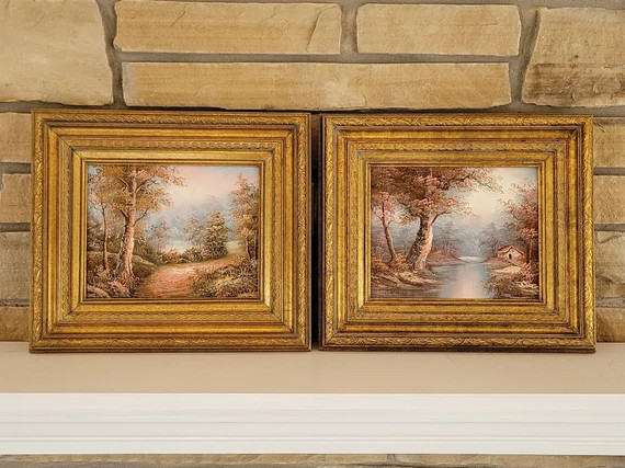 Pair of Vintage Oil Paintings on Board  Landscapes With - Etsy | Etsy (US)