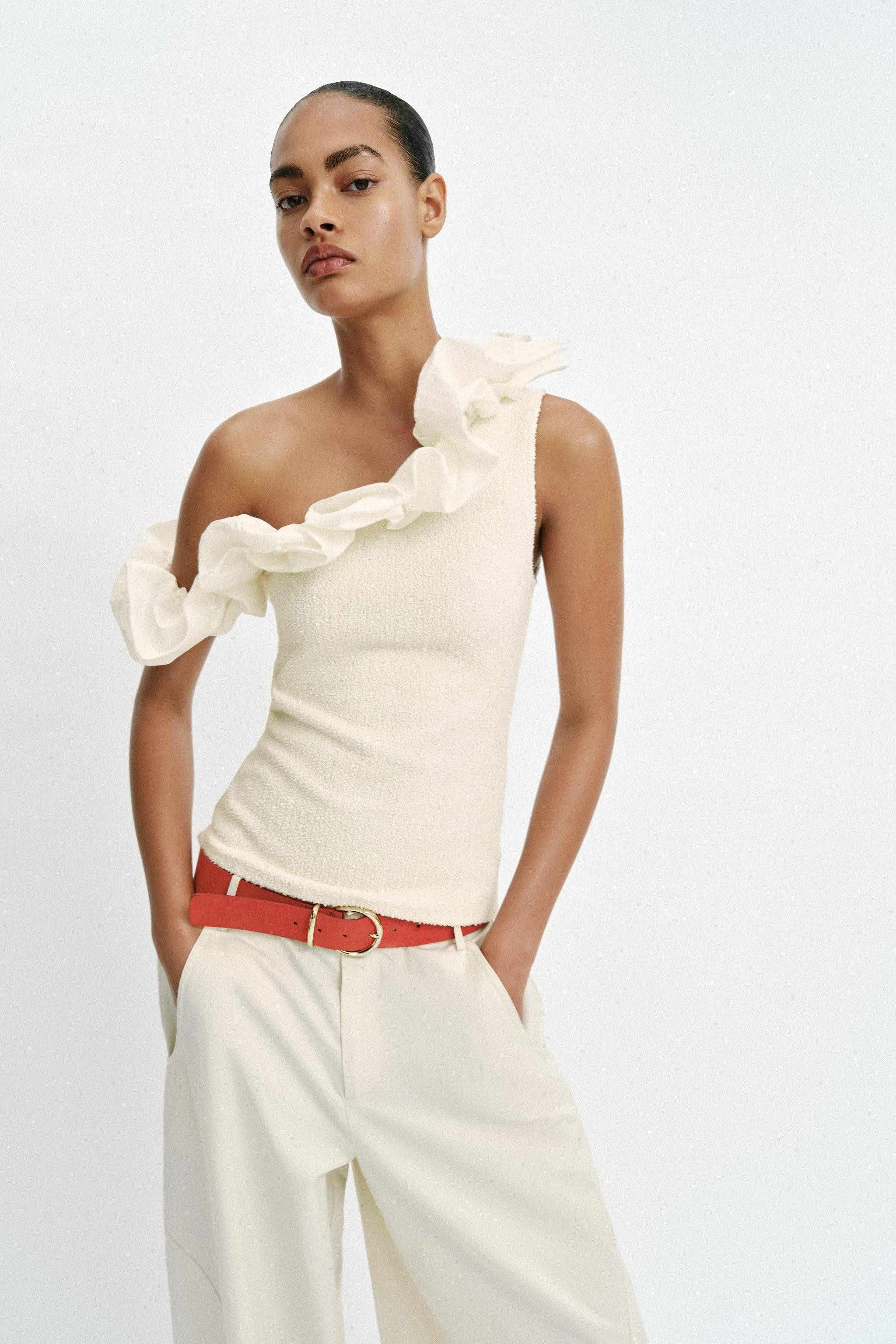 ASYMMETRIC BOUCL\u00c9 TOP | Zara US