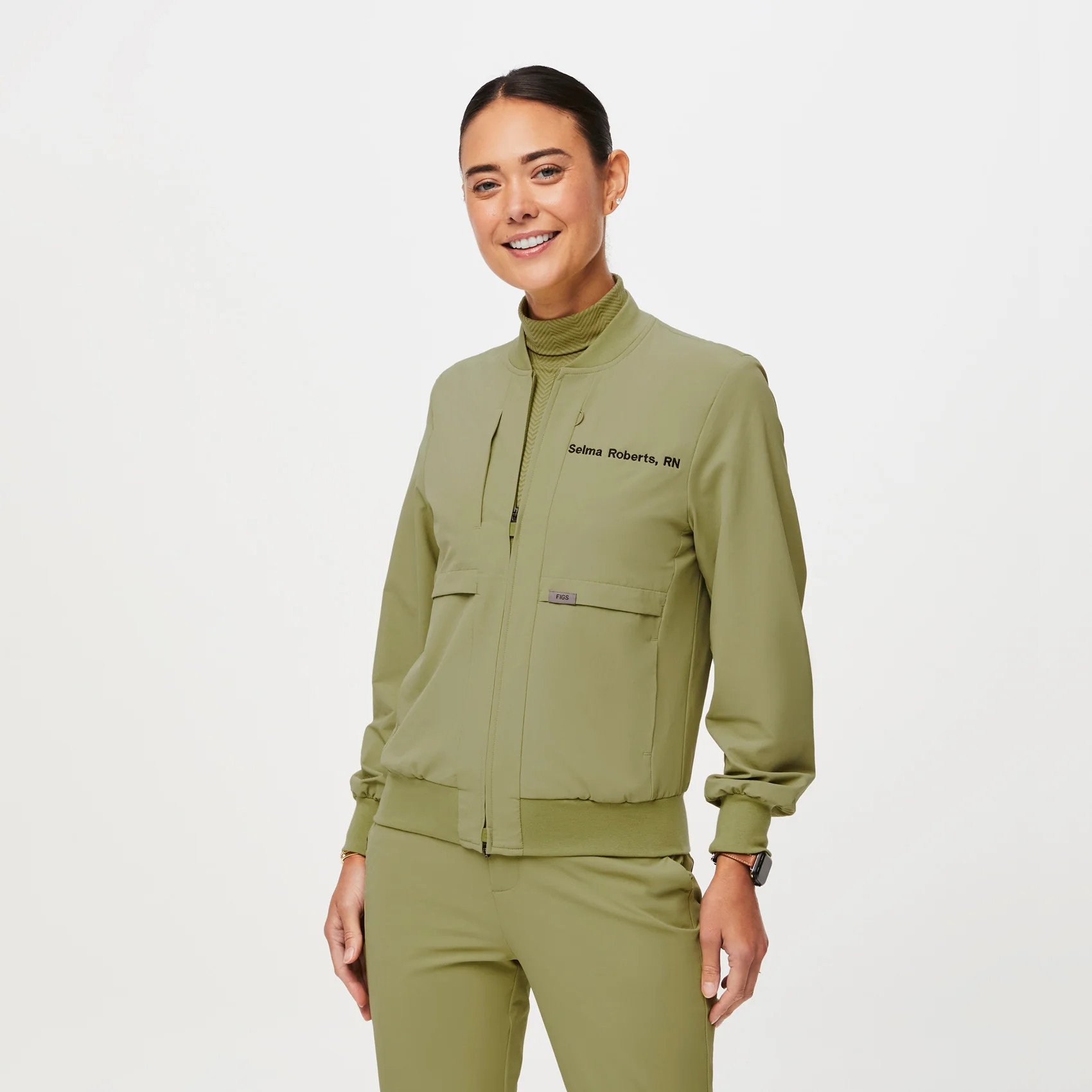 Women’s Scrub Bomber Jacket - Sage · FIGS | FIGS