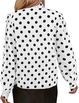 Avanova Women Tie Neck Bishop Long Sleeve Shirts Casual Work Blouses Tops | Amazon (US)