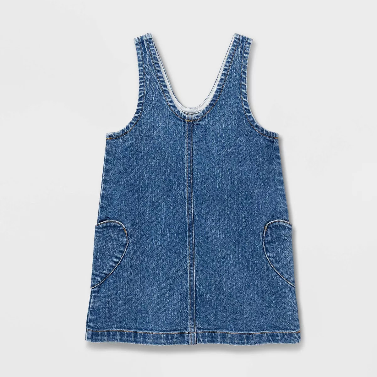 Toddler Girls' Sleeveless Heart Denim Skirtall - Cat & Jack\u2122 Medium Wash 4T | Target