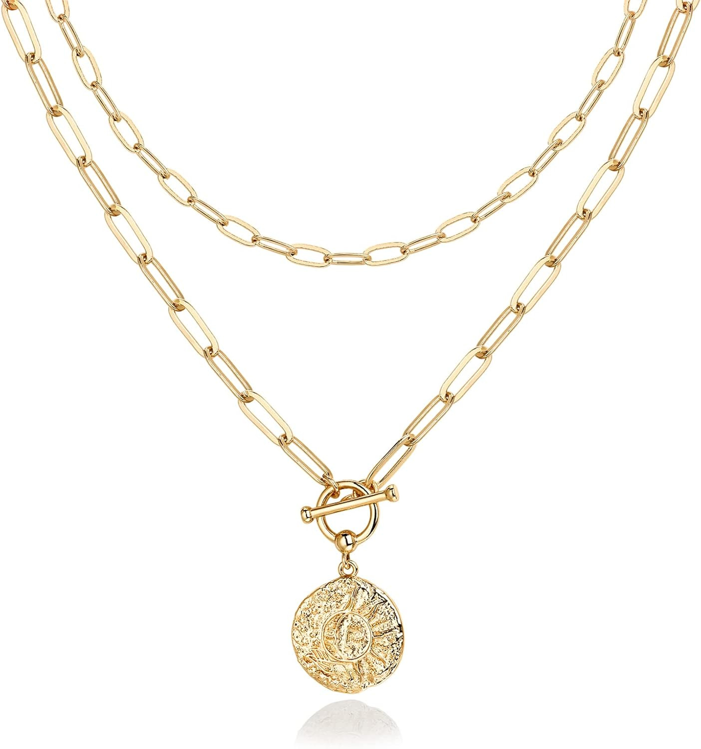 PAVOI Gold Layered Necklaces for Women, 14K Plated Dainty Pendant Stack | Amazon (US)
