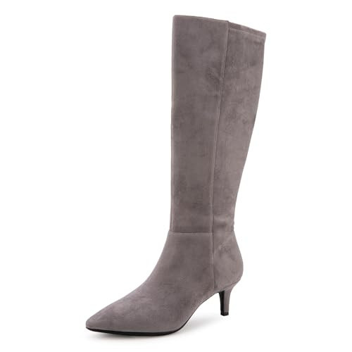 Aerosoles Women's EPIC Kitten Heel Tall Boots, THUNDER GREY FAUX SUEDE, 10W | Amazon (US)