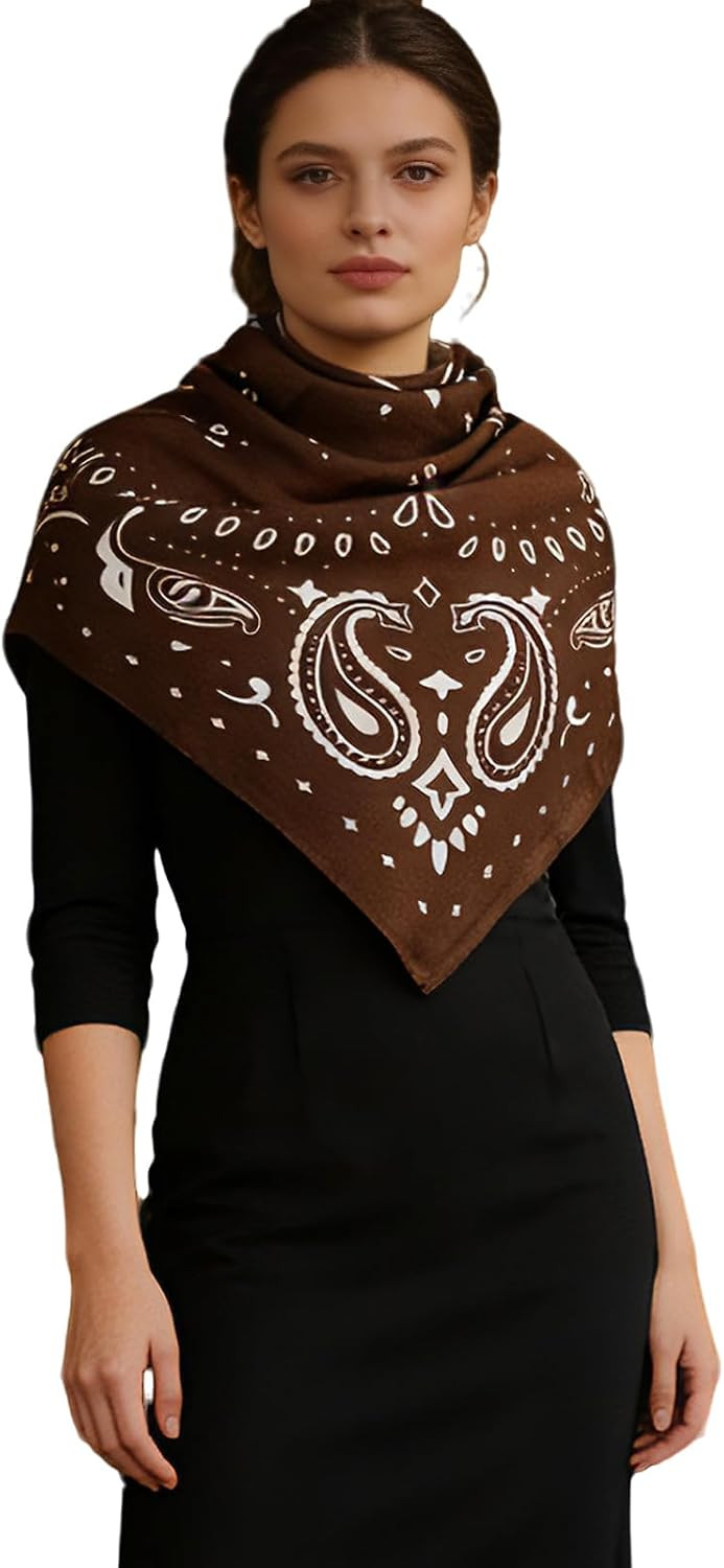 35" Head Scarf Large Square Scarf Like Cotton Hairscarf Fashion Scarves Bandana Night Sleeping Wraps for Women B01 | Amazon (US)