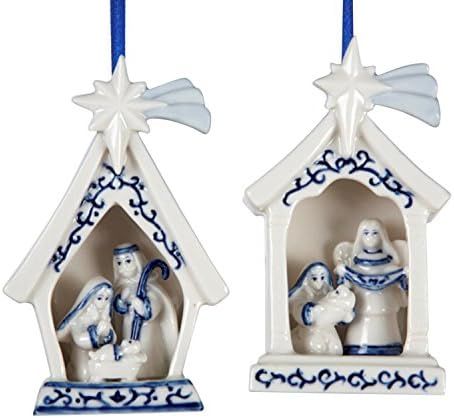 Delft Blue Porcelain Holy Family Ornaments, 2 Assorted | Amazon (US)