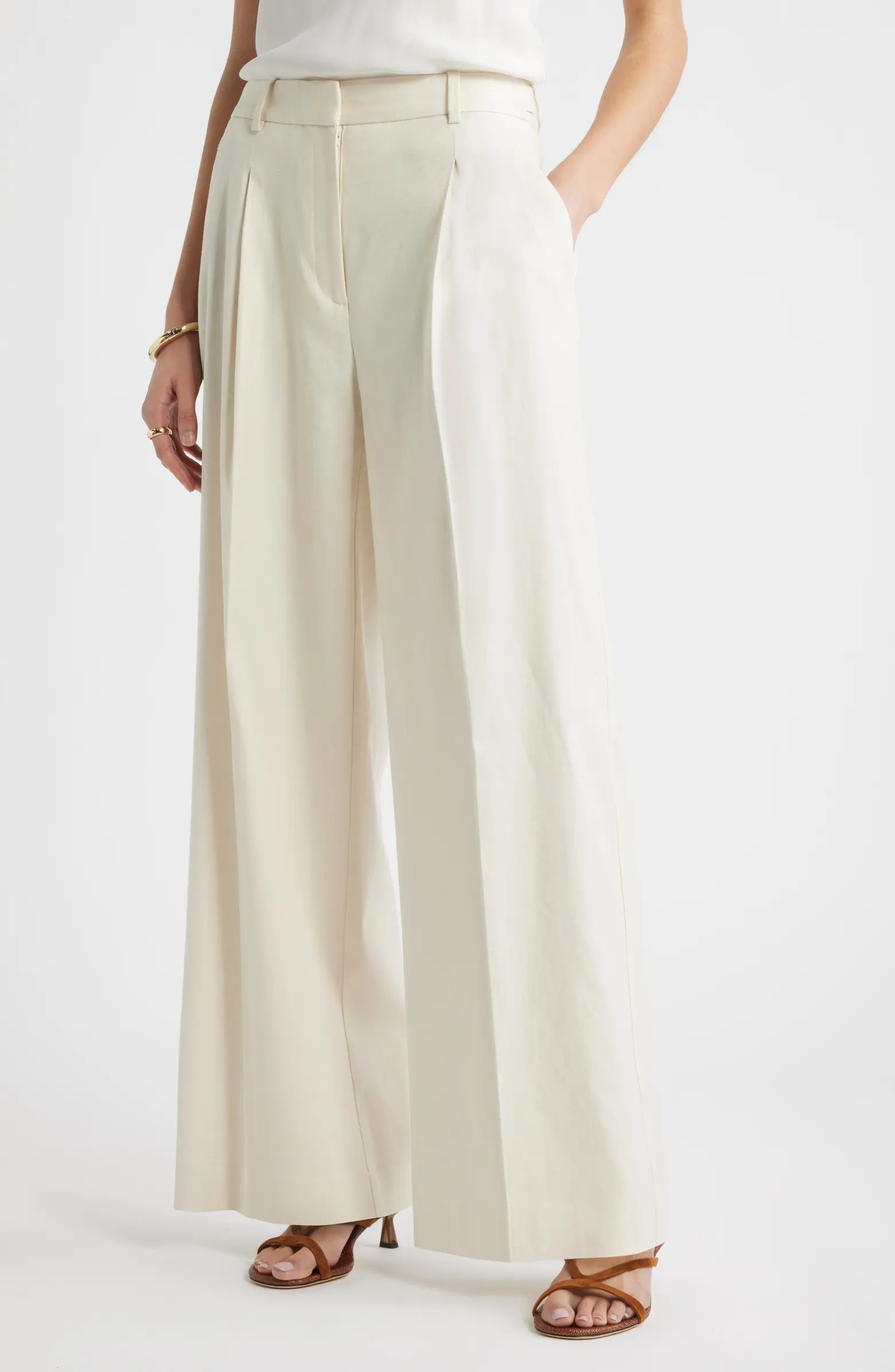 Nordstrom Pleated Linen Blend Wide Leg Pants | Nordstrom | Nordstrom