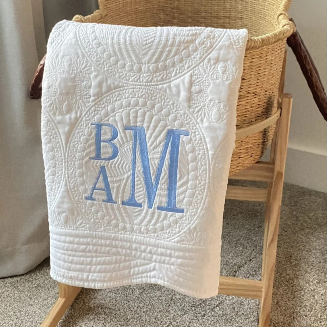 Monogrammed Baby Quilt, Personalized Baby Quilt, Embroidered Monogrammed Blanket for Baby Girl or... | Etsy (US)