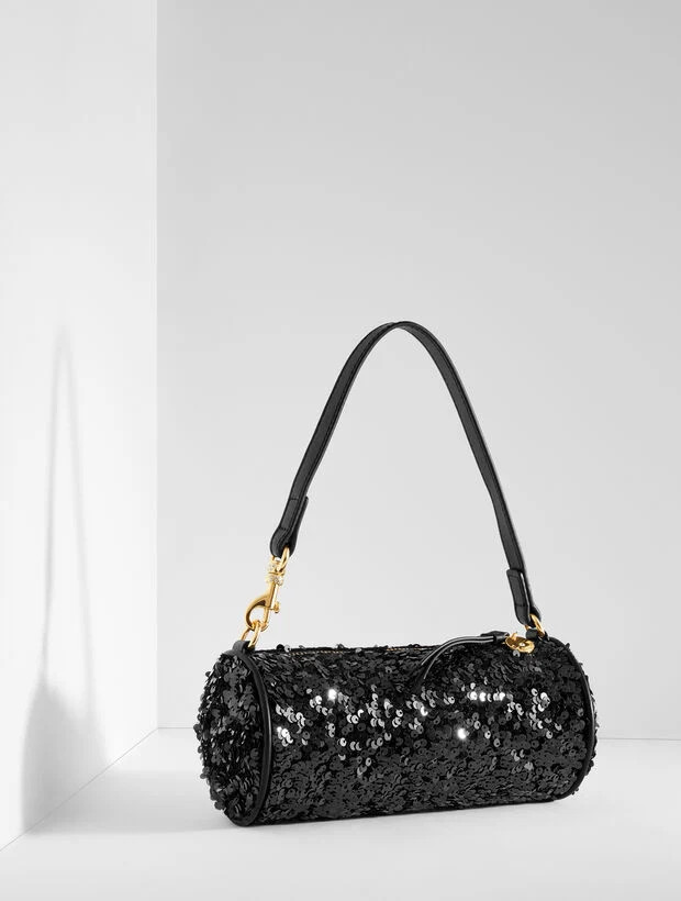 Sequin Velvet Barrel Shoulder Bag | Talbots