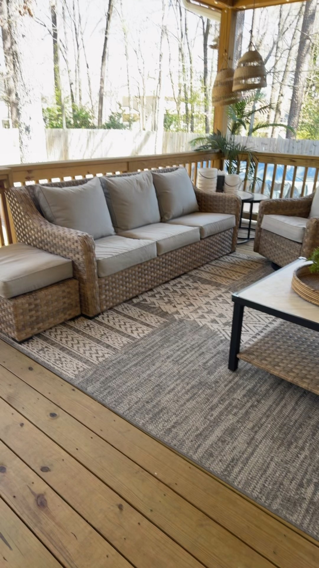 My outdoor furniture: 
treated with Scotchguard 
Comes with covers 
The chairs swivel 360 ° and glide 

#LTKSeasonal #LTKHome #LTKStyleTip