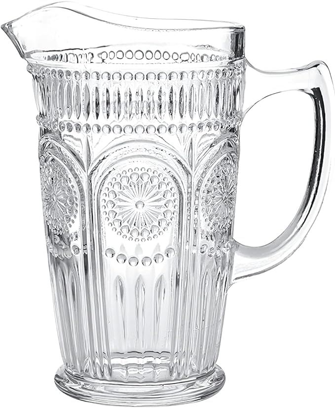 Kingrol 50 oz Glass Pitcher, Vintage Water Carafe Jug for Ice Tea, Homemade Juice, Milk, Beverage... | Amazon (US)