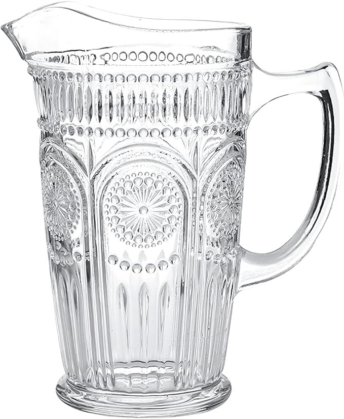 Kingrol 50 oz Glass Pitcher, Vintage Water Carafe Jug for Ice Tea, Juice, Milk, Beverages, Heat R... | Amazon (US)