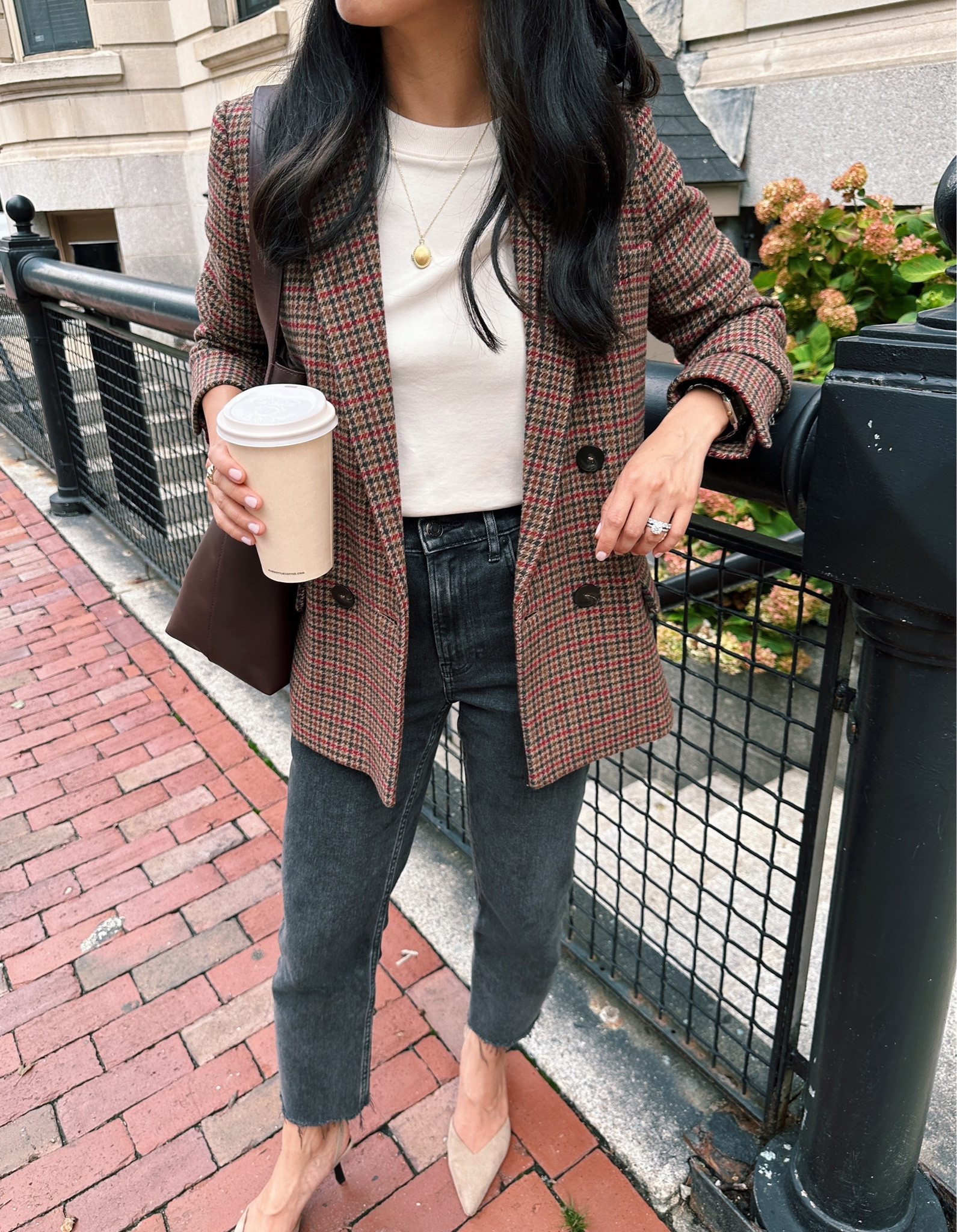 Easy classic fall combo: plaid blazer with jeans and tee shirt. Also Linked a look for less blazer in petite! 

• Sezane Christie Jacket 0/32 - a thicker weight blazer, works well as a layering piece or a standalone jacket Size US 0 / EUR 32 is a relaxed fit on me and hits at the hips. 

The sleeves hit a little long on me

• COS Tee xs - one of my favorite staple t shirts  in a thicker cotton 

• Old Madewell jeans 24 petite- linked current version which fits pretty well! 

• H&M heels 4

• Madewell bag



#LTKSeasonal