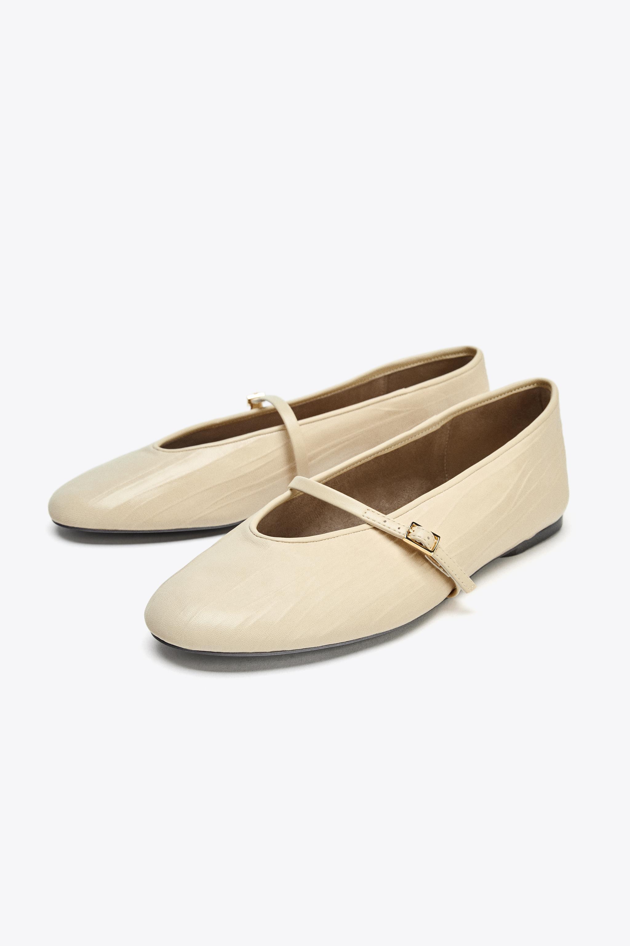 LEATHER BALLET FLATS | Zara US