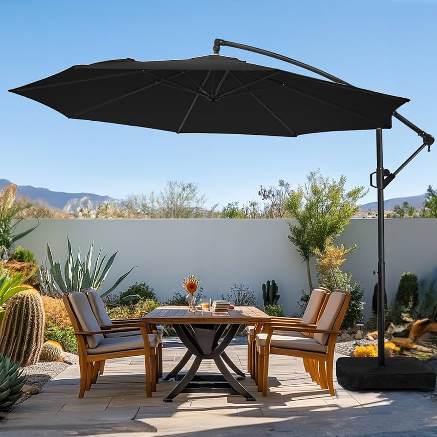 wikiwiki 10ft Patio Umbrella with Base Included, Outdoor Offset Cantilever Umbrella, Infinite Til... | Amazon (US)