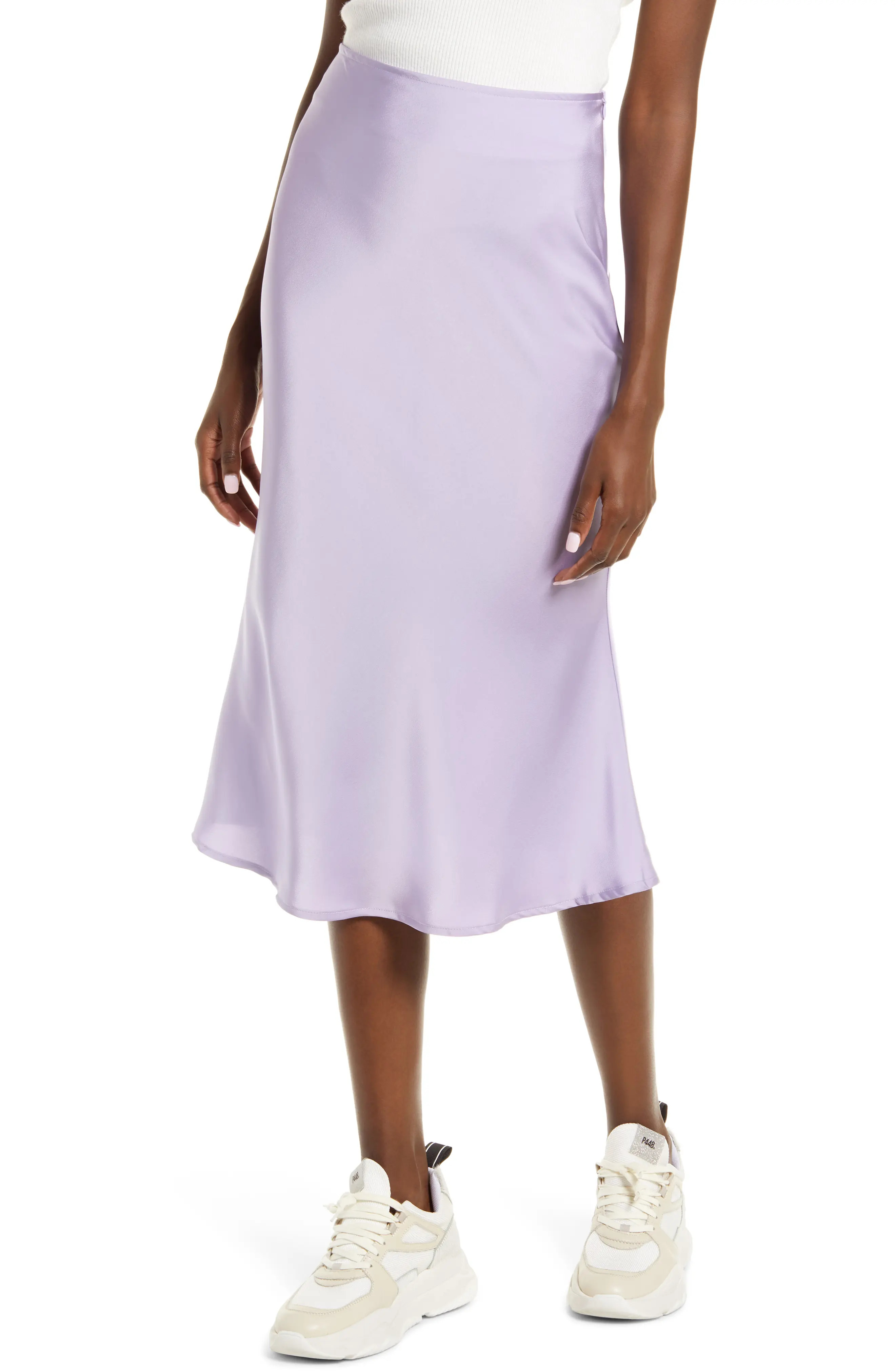 Amy Lynn Bias Cut Satin Slip Skirt, Size Small in Lilac at Nordstrom | Nordstrom