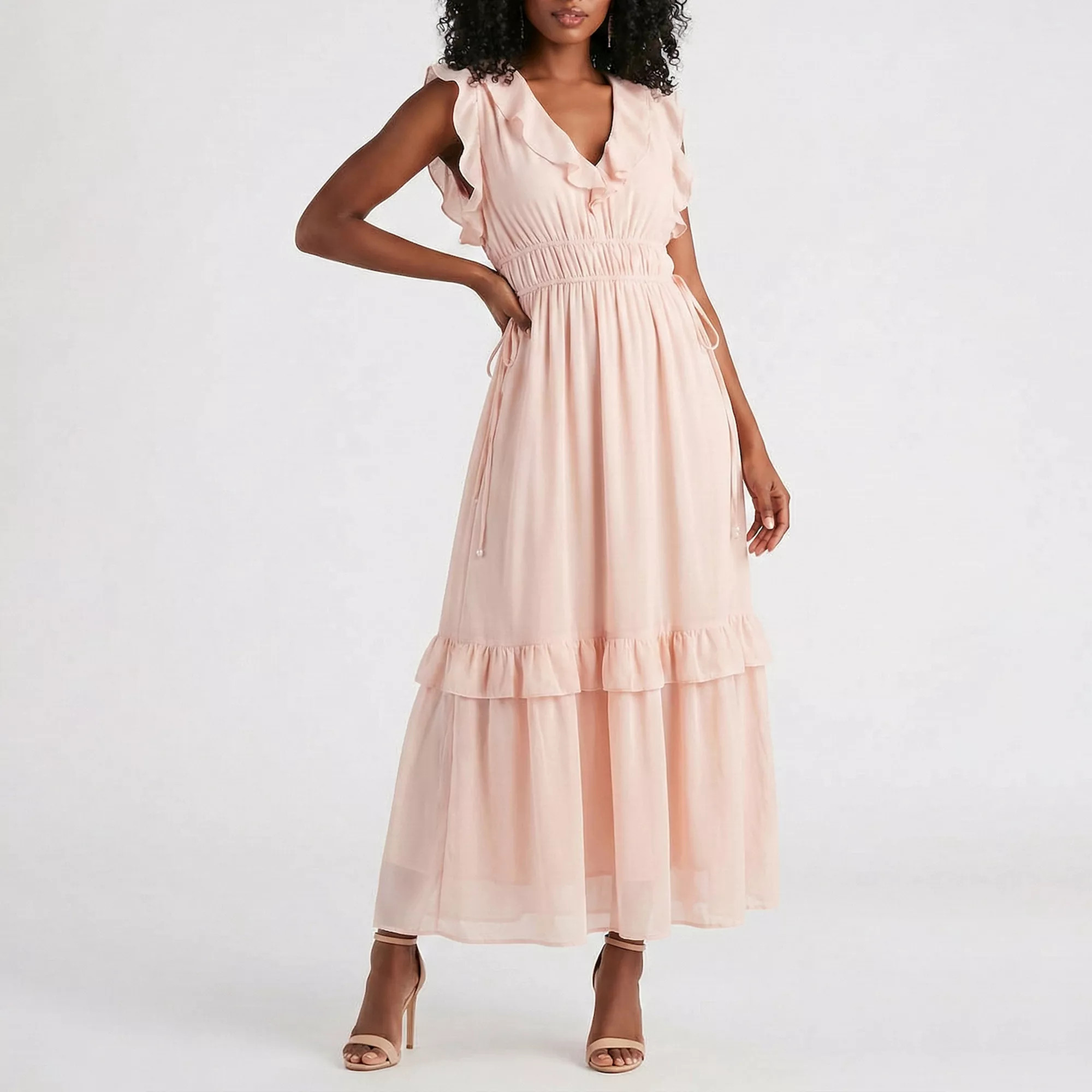 Women's Taylor Ruffled V-Neck A-Line Maxi Dress | Kohl's
