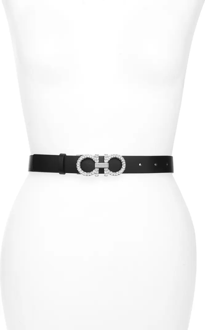 Double Gancio Crystal Buckle Leather Belt | Nordstrom