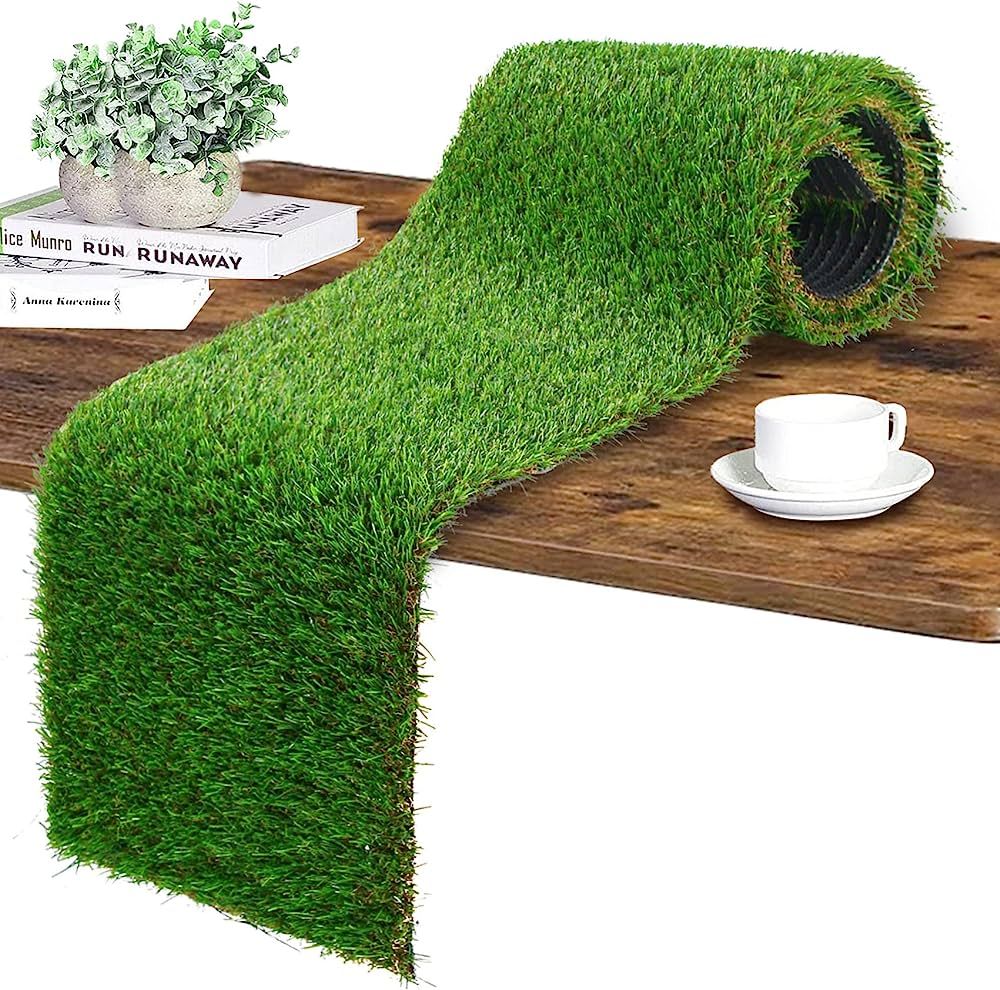 Artificial Grass Easter Table Runner, Greenery Faux Plant Table Decor Party, Wedding, Birthday, D... | Amazon (US)