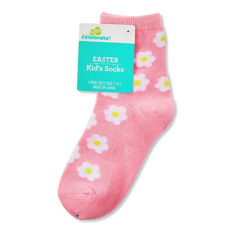 Easter Multi-Colored Daisy Kid Socks, Size 7-8.5, by Way To Celebrate | Walmart (US)