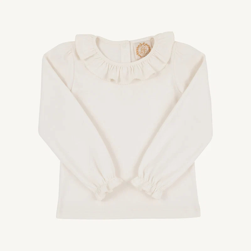 Long Sleeve Ramona Ruffle Top - Palmetto Pearl | The Beaufort Bonnet Company