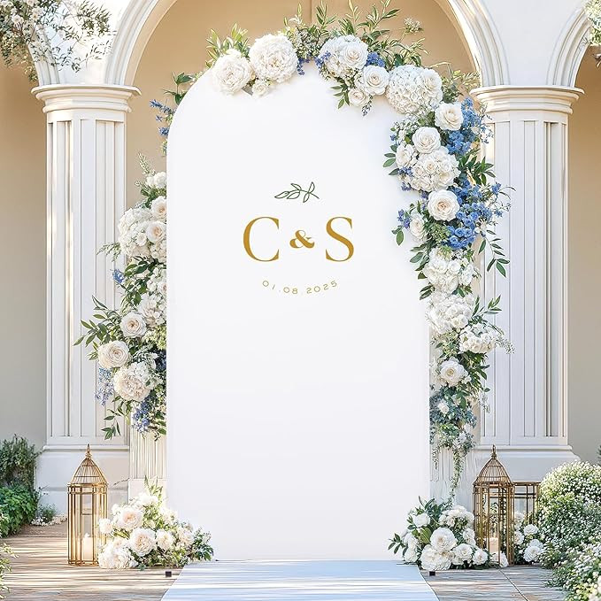 6 ft White Arch Cover Spandex Wedding Arch Backdrop Cover 2-Sided Stretchy Fitted Arch Stand Cove... | Amazon (US)