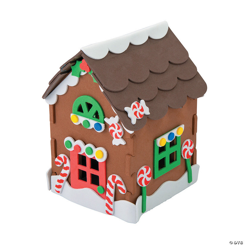 4" x 5 3/4" 3D Gingerbread House Christmas Craft Kit - Makes 12 | Oriental Trading Company