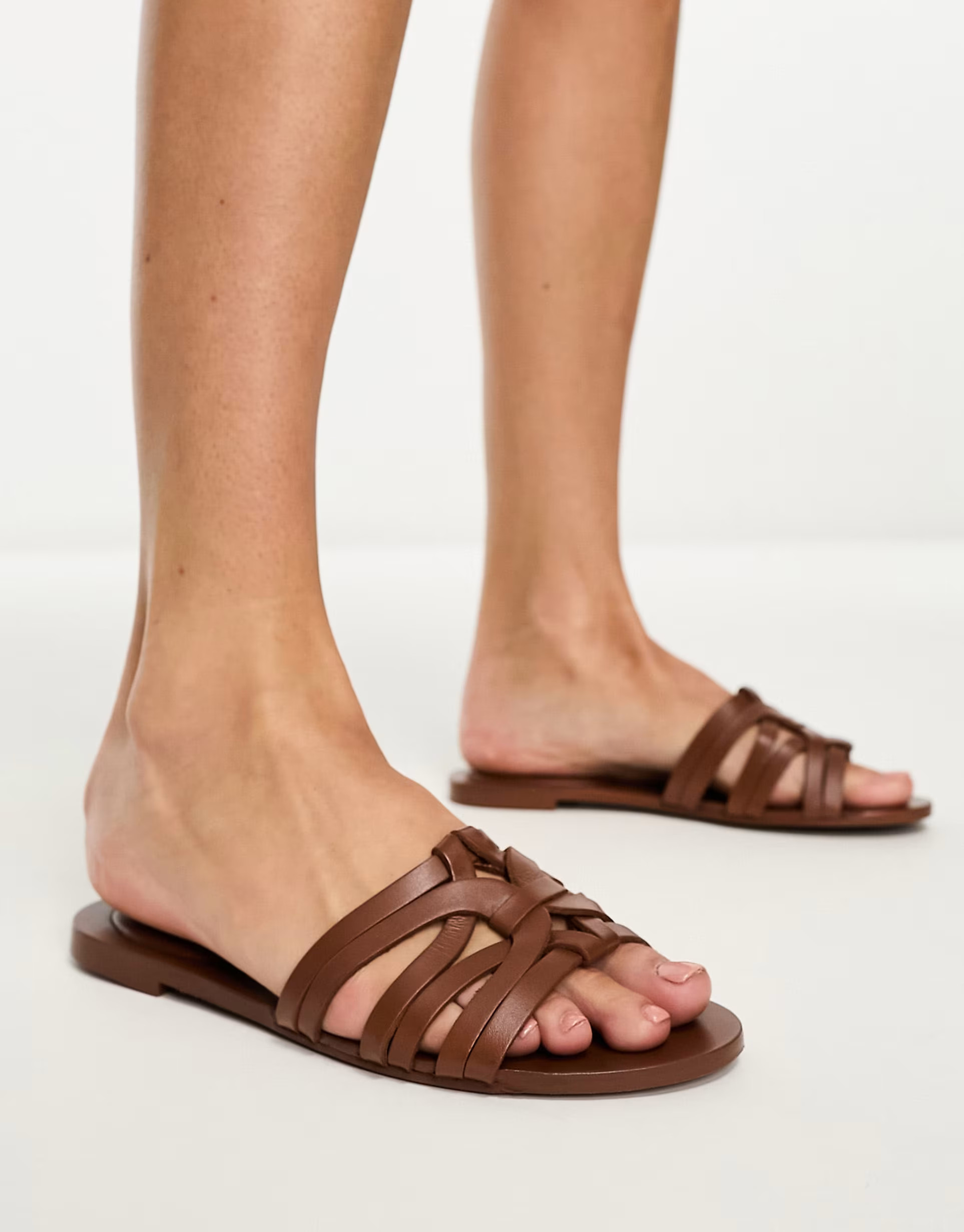 Mango woven strap flat sandal in tan | ASOS (Global)