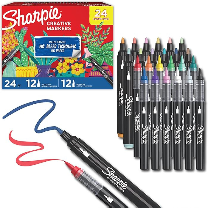 Sharpie Creative Markers, Combo Pack, Water-Based Acrylic, Bullet & Brush Tips, Assorted Colors I... | Amazon (US)
