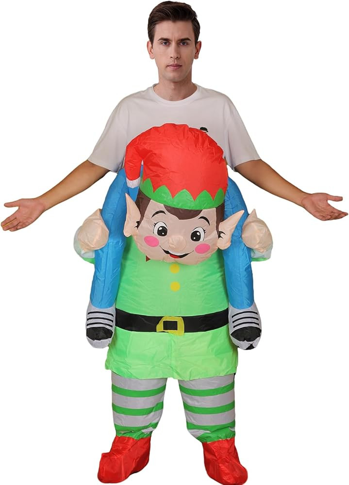 Christmas Elf Piggyback Inflatable Costume for Adults - Funny Ride-On Blow Up Fancy Dress for Chr... | Amazon (US)