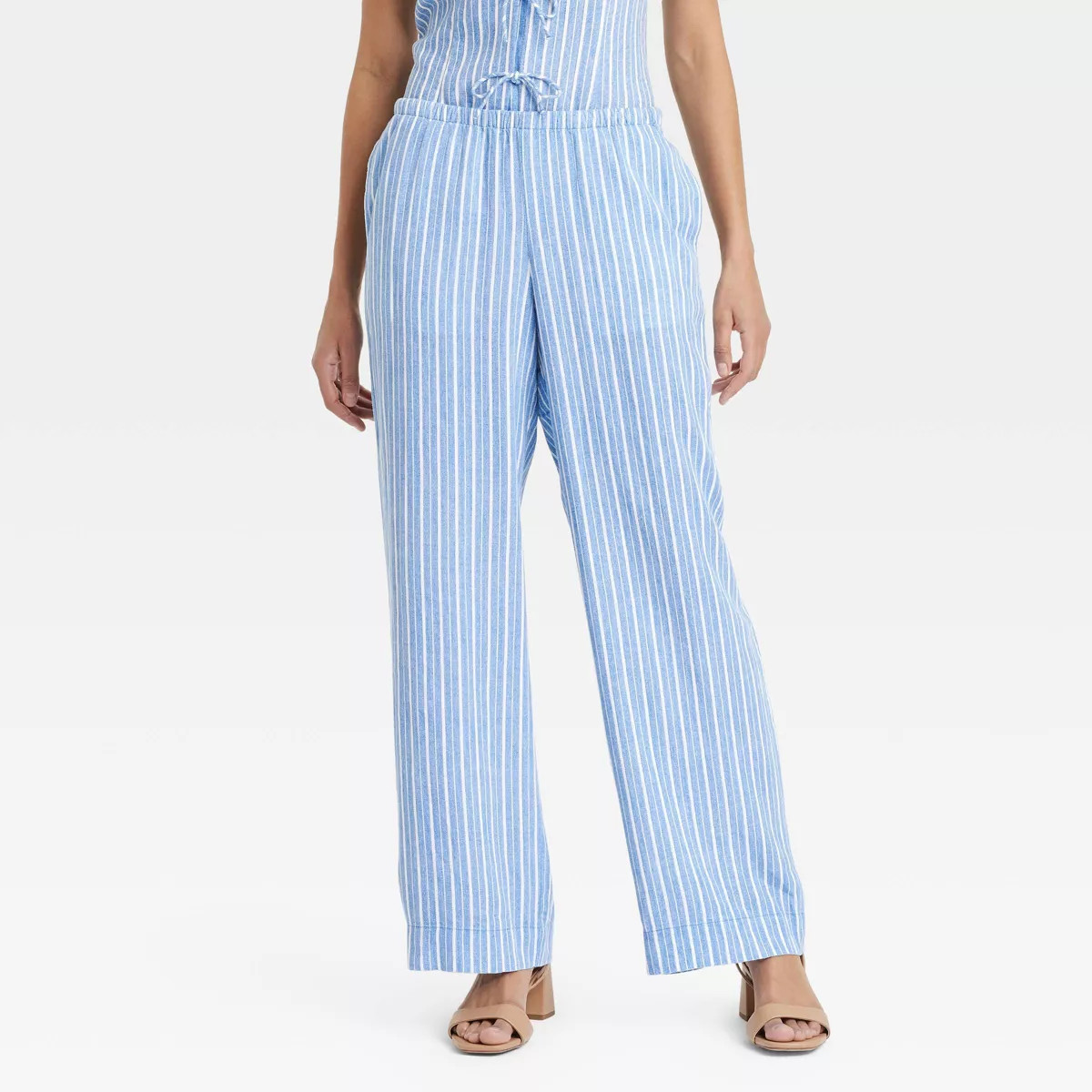 Women's Mid-Rise Wide Leg Linen Pull-On Pants - A New Day™ | Target