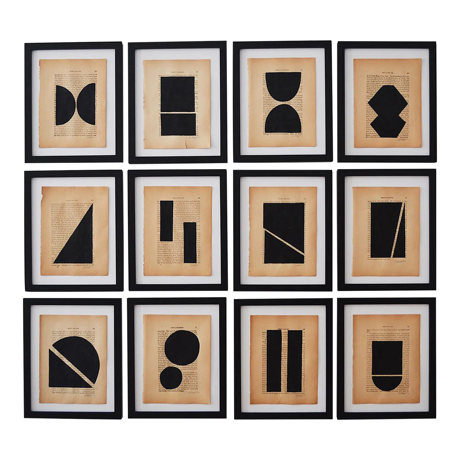 Josh Young Design House Noir Géométrique Collection Paintings, 12 Pieces | Chairish