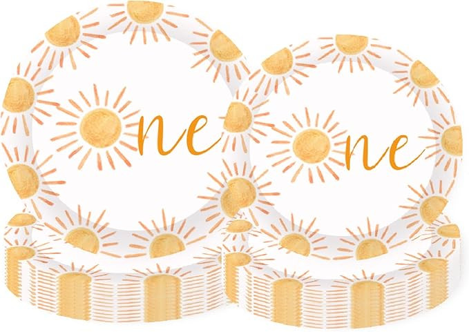 Boho Sun One Birthday Party Paper Plates 40pcs First Trip Around The Sun Birthday Decoration Boho... | Amazon (US)