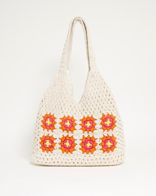 Ivory Crochet Knitted Bag | Simply Be (UK)