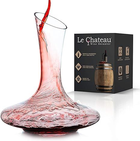 Le Chateau Wine Decanter - Hand Blown Lead Free Crystal Carafe (750ml) - Red Wine Aerator, Gifts | Amazon (US)