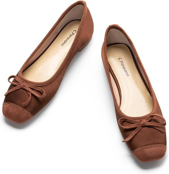 C.Paravano Round Toe Flats for Women | Soft Leather Shoes for Women | Chic Knot Flats | Dressy Co... | Amazon (US)