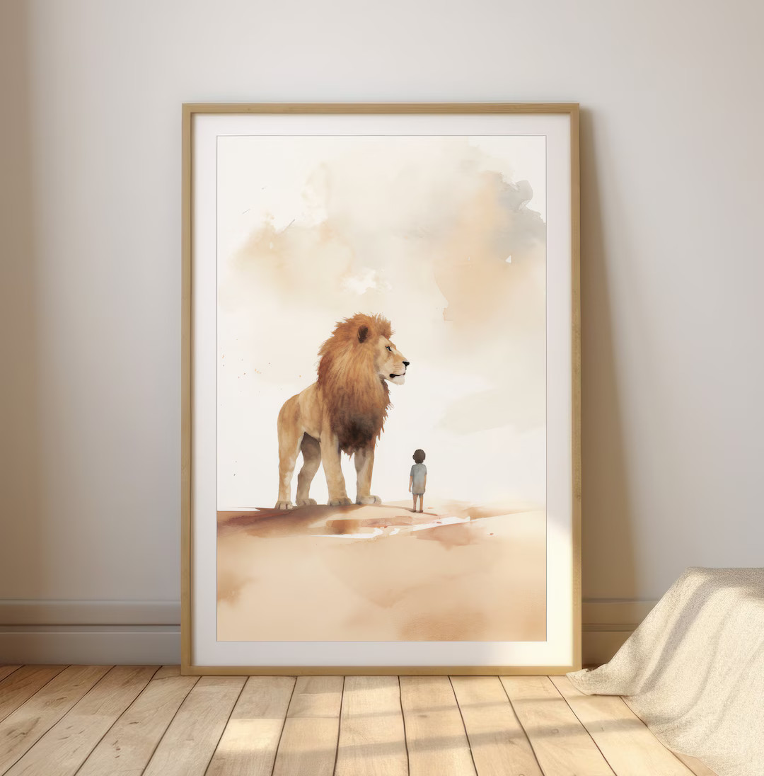 Jesus, the Lion and the Kid, Digital Print, Jesus Painting, Jesus Print, Jesus Wall Art, Bible Ve... | Etsy (US)