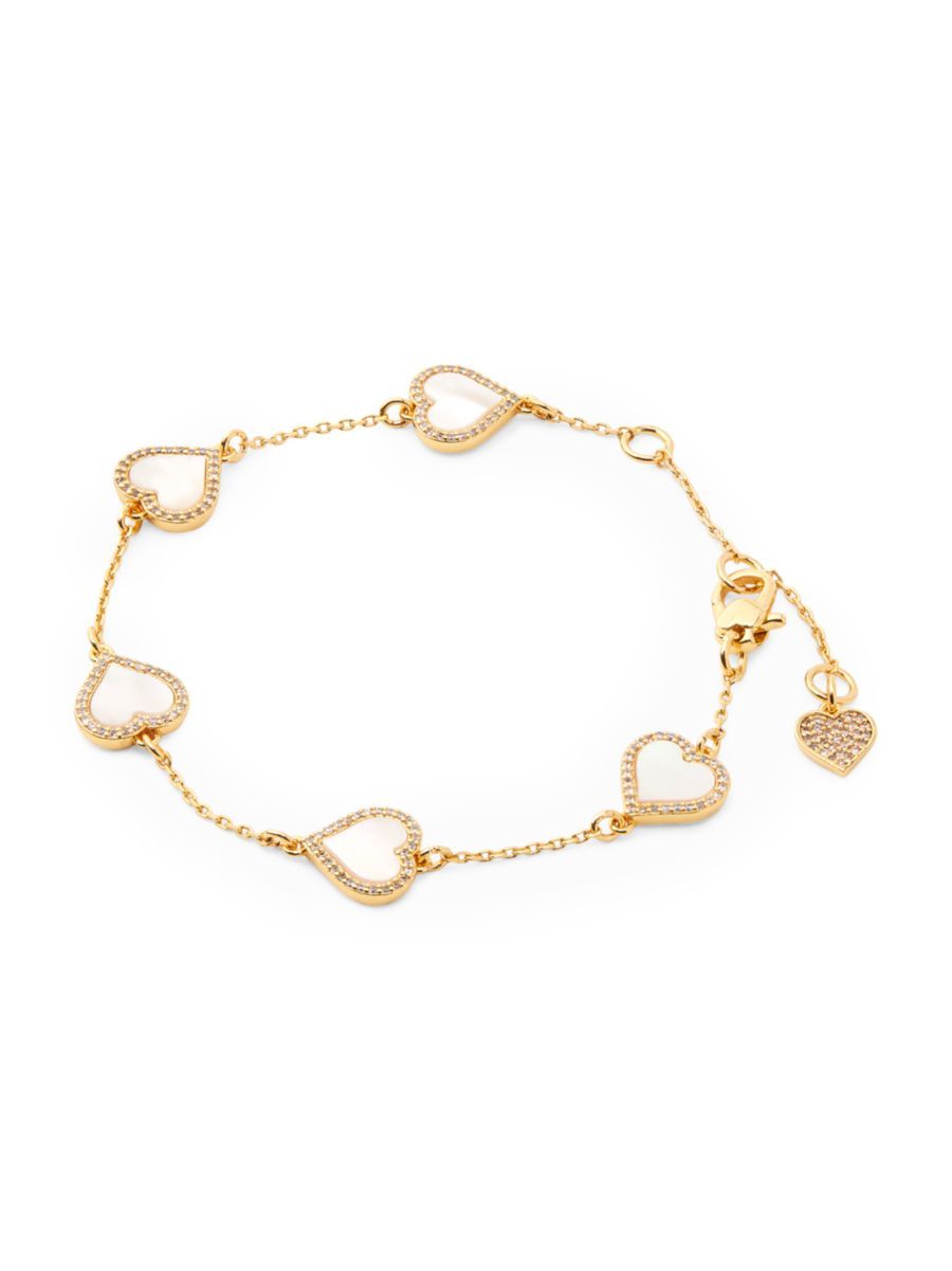 kate spade new york Take A Heart Goldtone Mother-Of-Pearl & Cubic Zirconia Line Bracelet | Saks Fifth Avenue