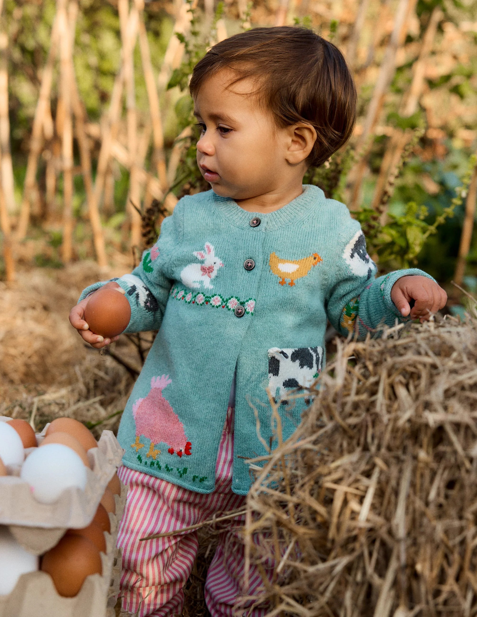 Fun Logo Cardigan-Georgian Blue Farm Yard | Boden (US)