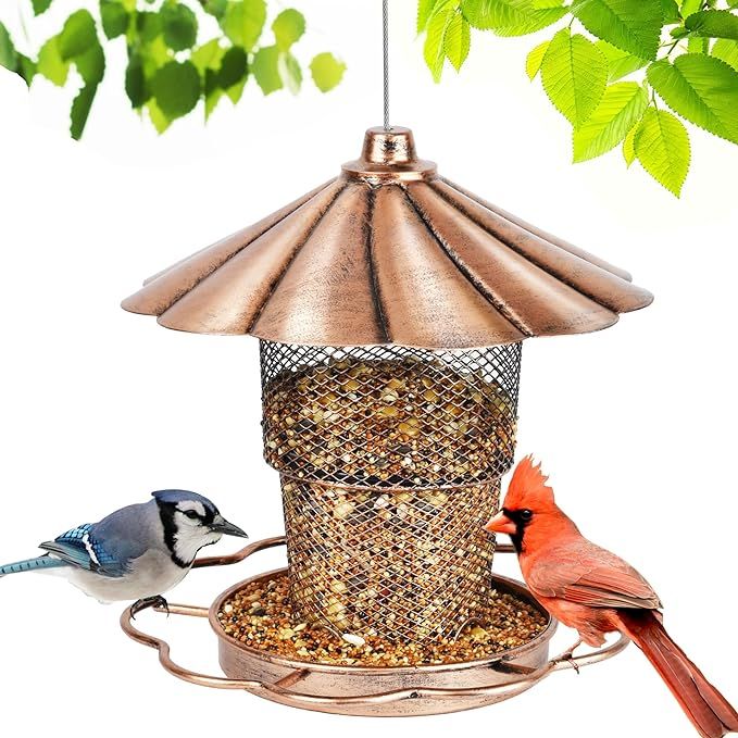 Bird Feeder for Outside, Squirrel Proof Metal Wild Bird Feeder for Hanging Outside Garden Yard De... | Amazon (US)